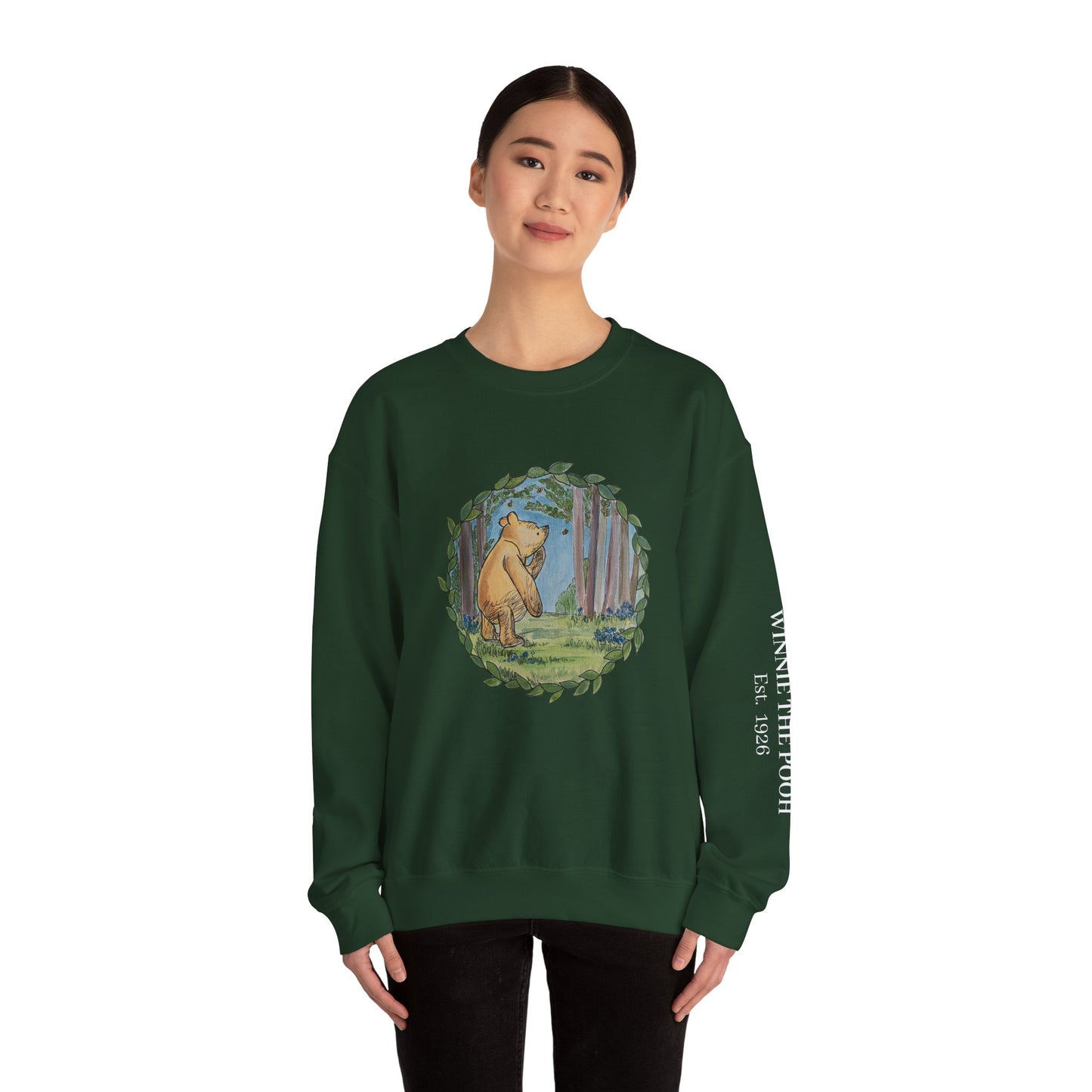 Winnie the Pooh Forest Illustration Sweatshirt | Vintage Storybook Bear Crewneck