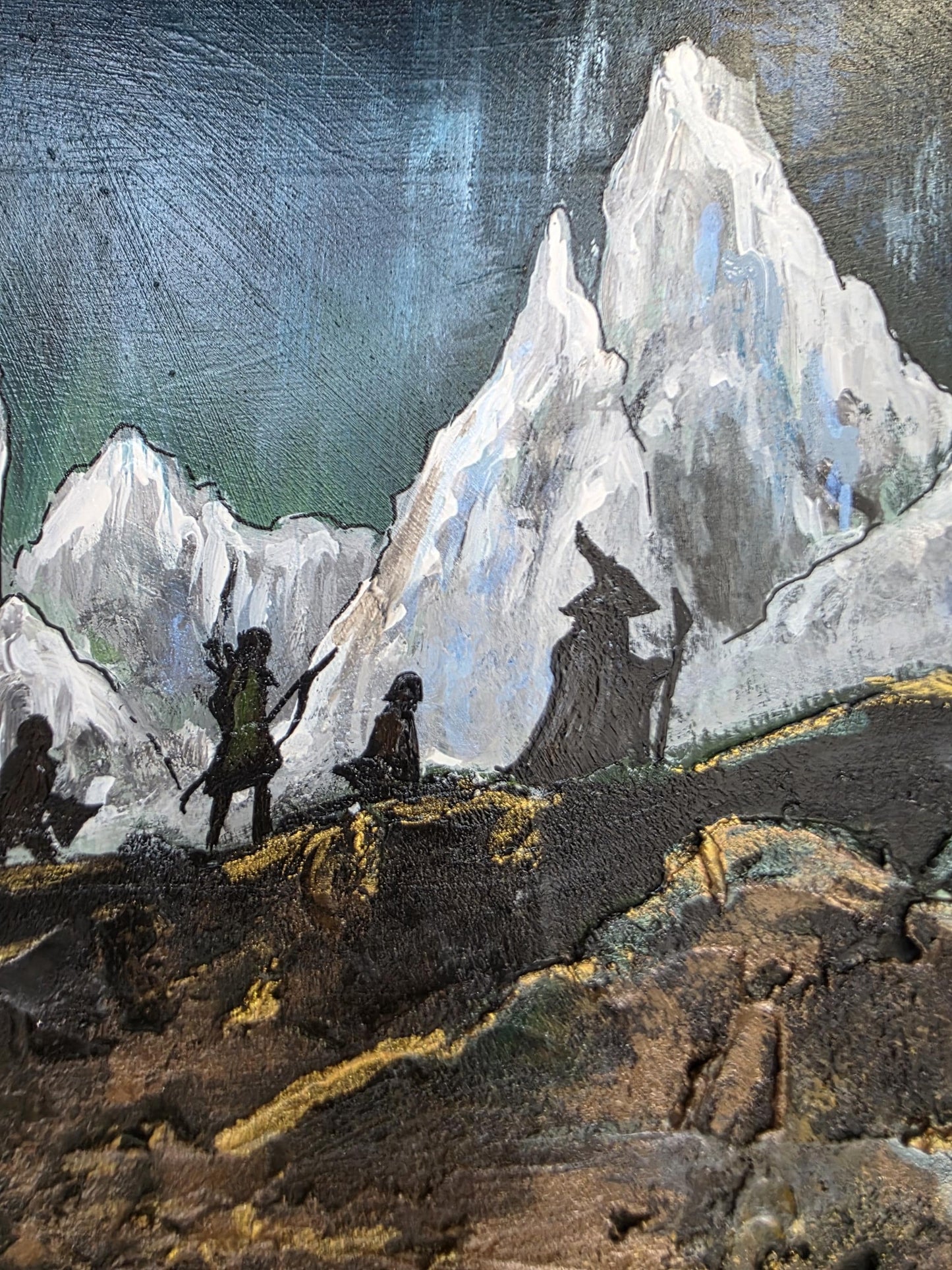 SOLD - The Fellowship of the Ring, Hand painted - 2 Piece, Textured Wall Art