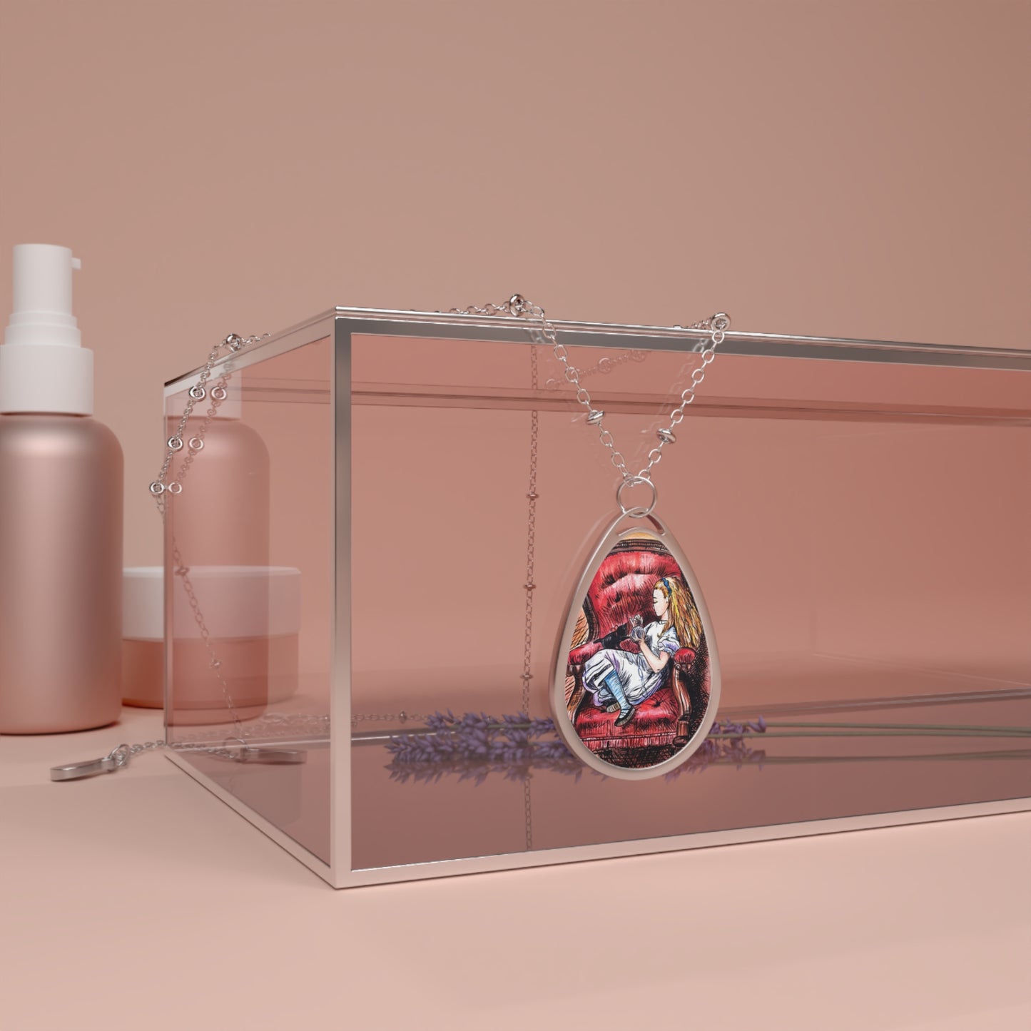 Alice in Wonderland Oval Necklace | Teardrop Portrait Pendant