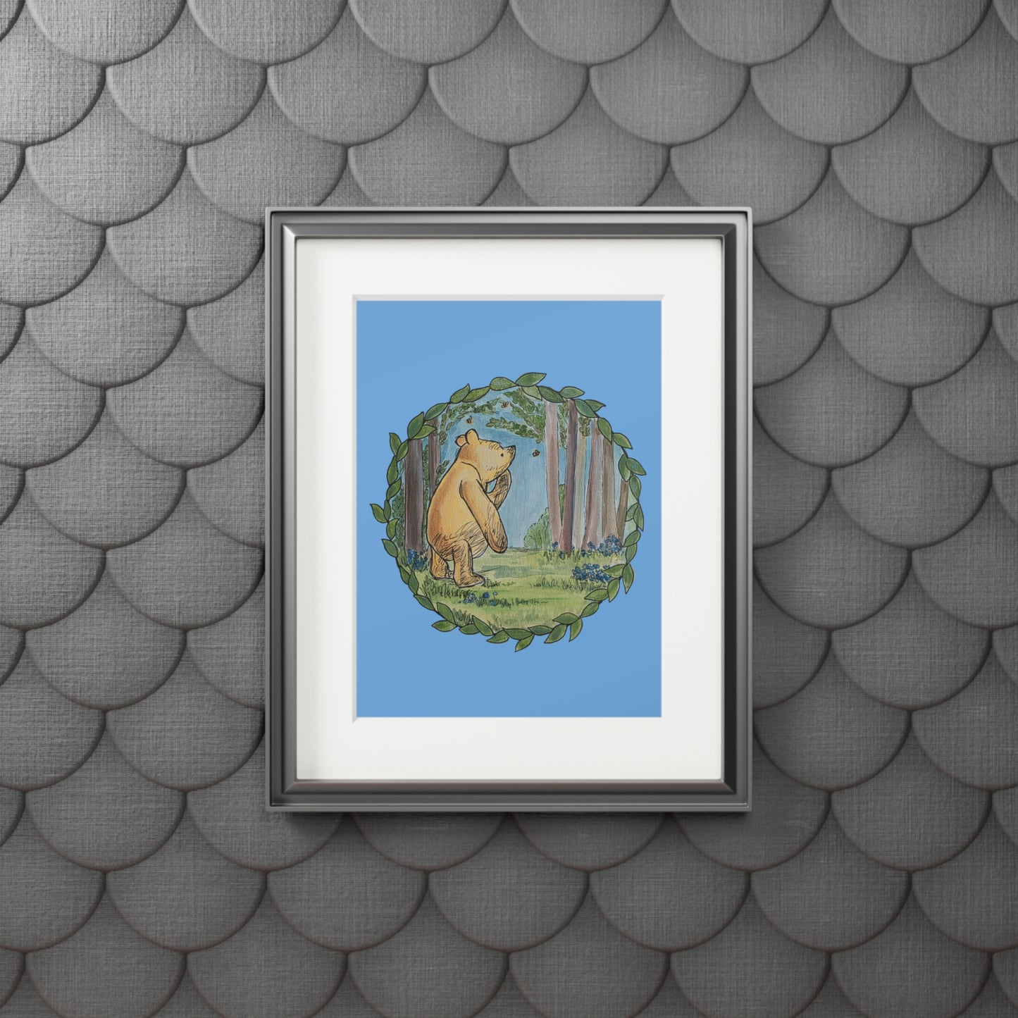 Winnie the Pooh Forest Illustration Fine Art Print | Passepartout Frame
