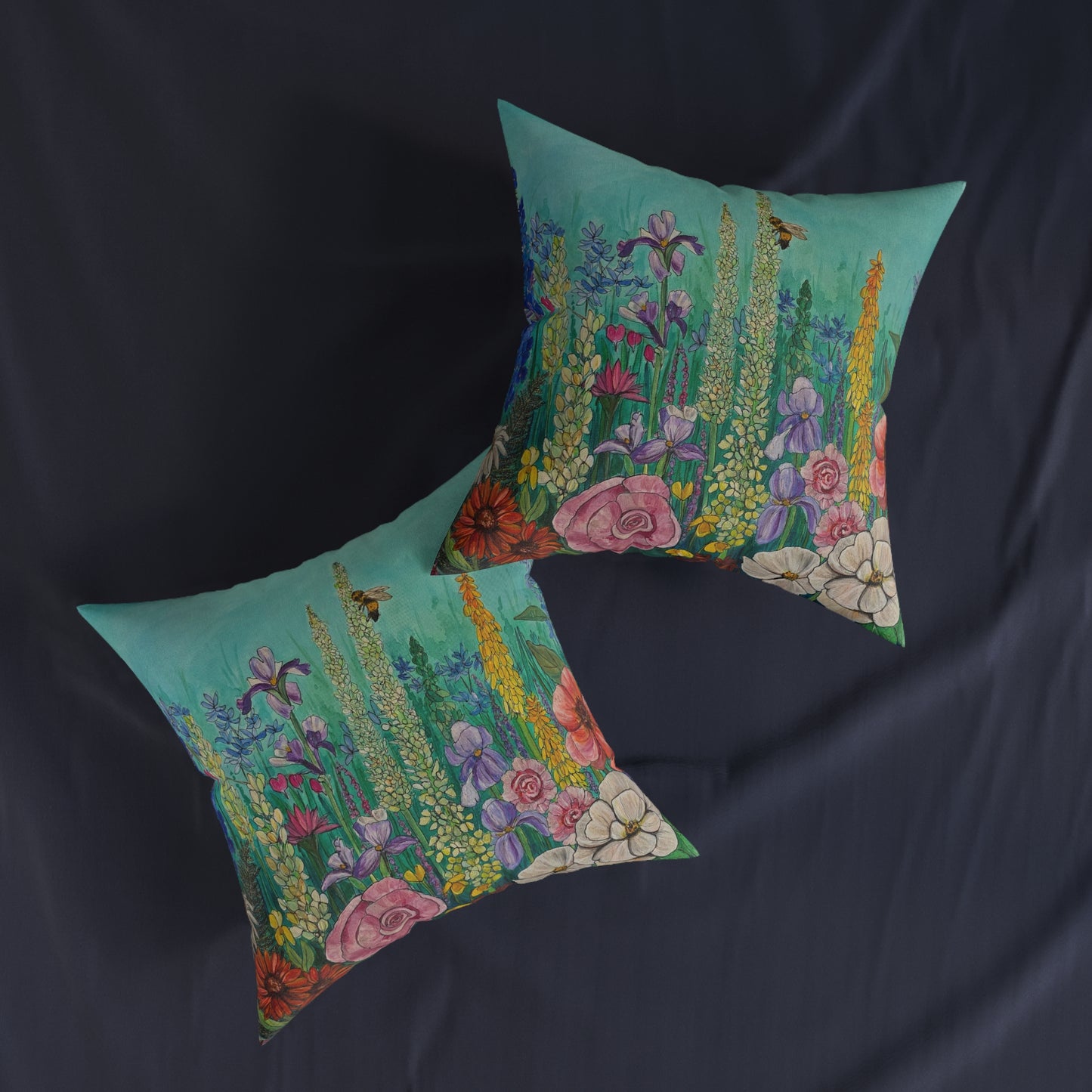 Wildflower Garden Square Pillow | Floral Meadow Decorative Cushion