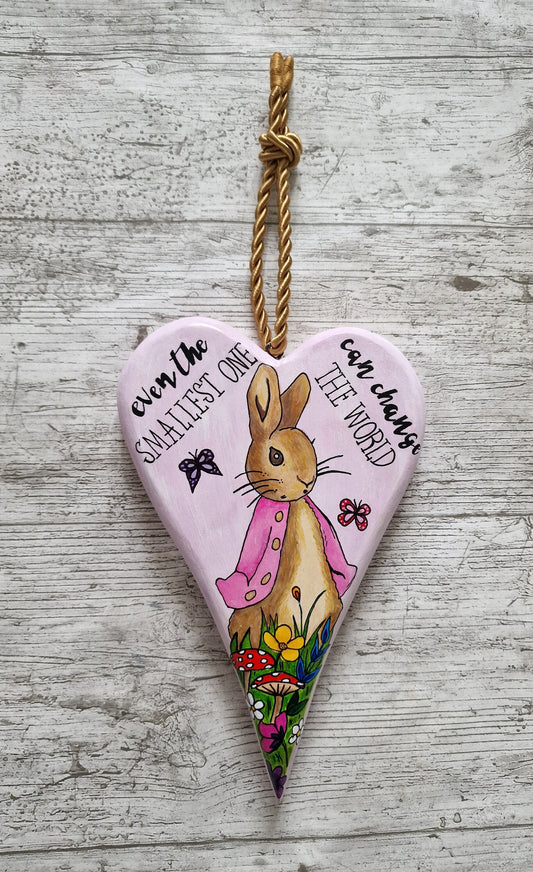 Flopsy Bunny, Smallest one can change the world, wooden heart
