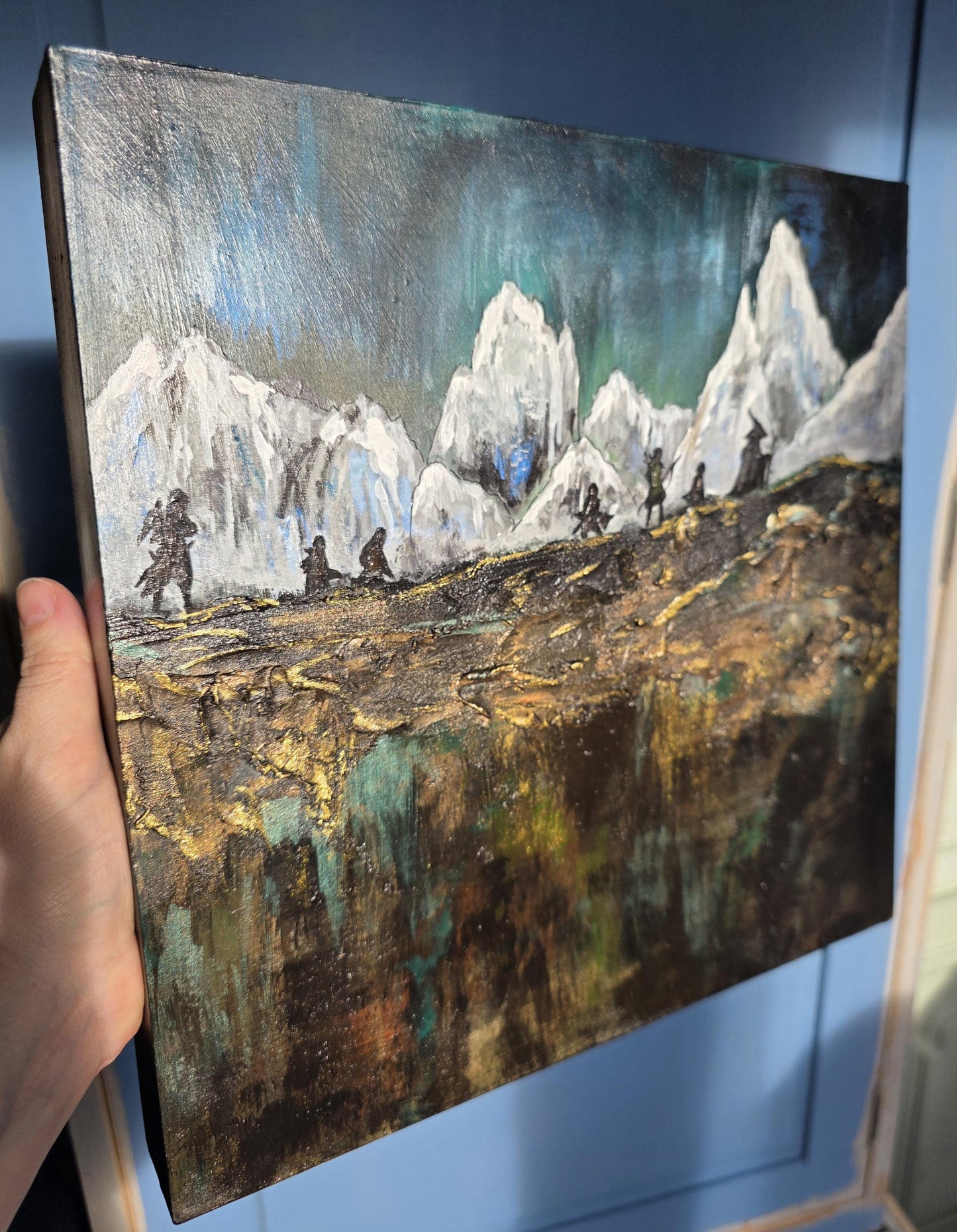 SOLD - The Fellowship of the Ring, Hand painted - 2 Piece, Textured Wall Art