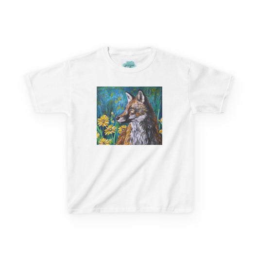 Copy of Fox Portrait Kids Tee, Flowers, Woodland Animal, 'Always Be a Fox' Back Print