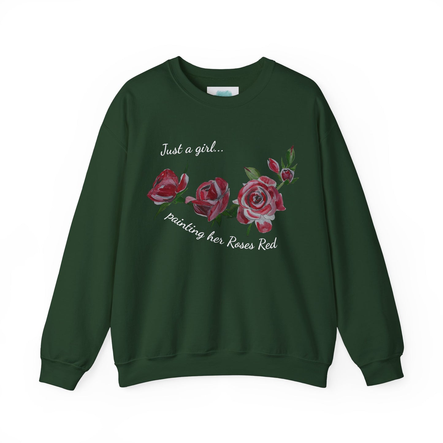 Just a Girl Painting Her Roses Red sweatshirt | Floral Rose Crewneck - Alice in Wonderland