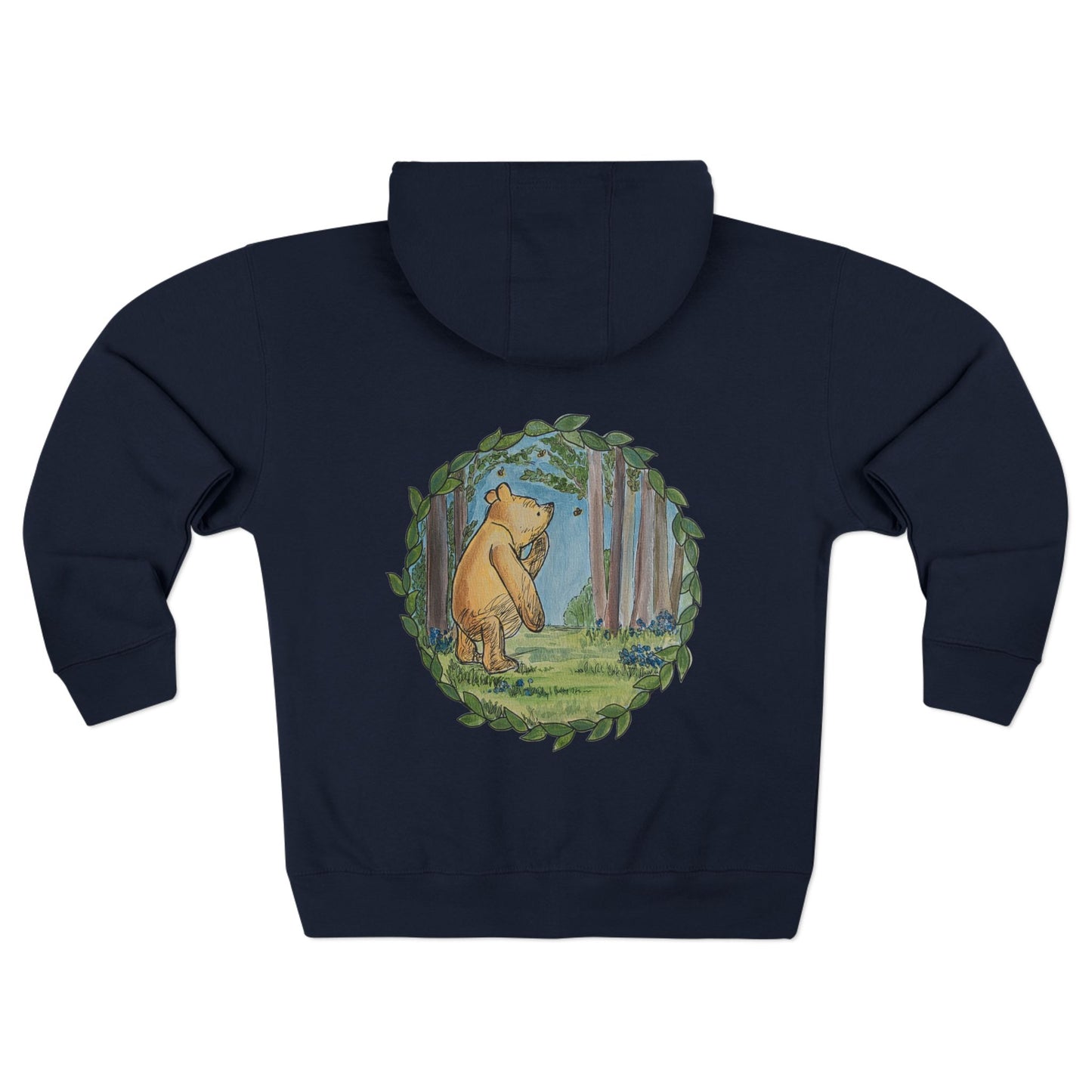 Winnie the Pooh Forest Illustration Zip Hoodie | Vintage Storybook Design