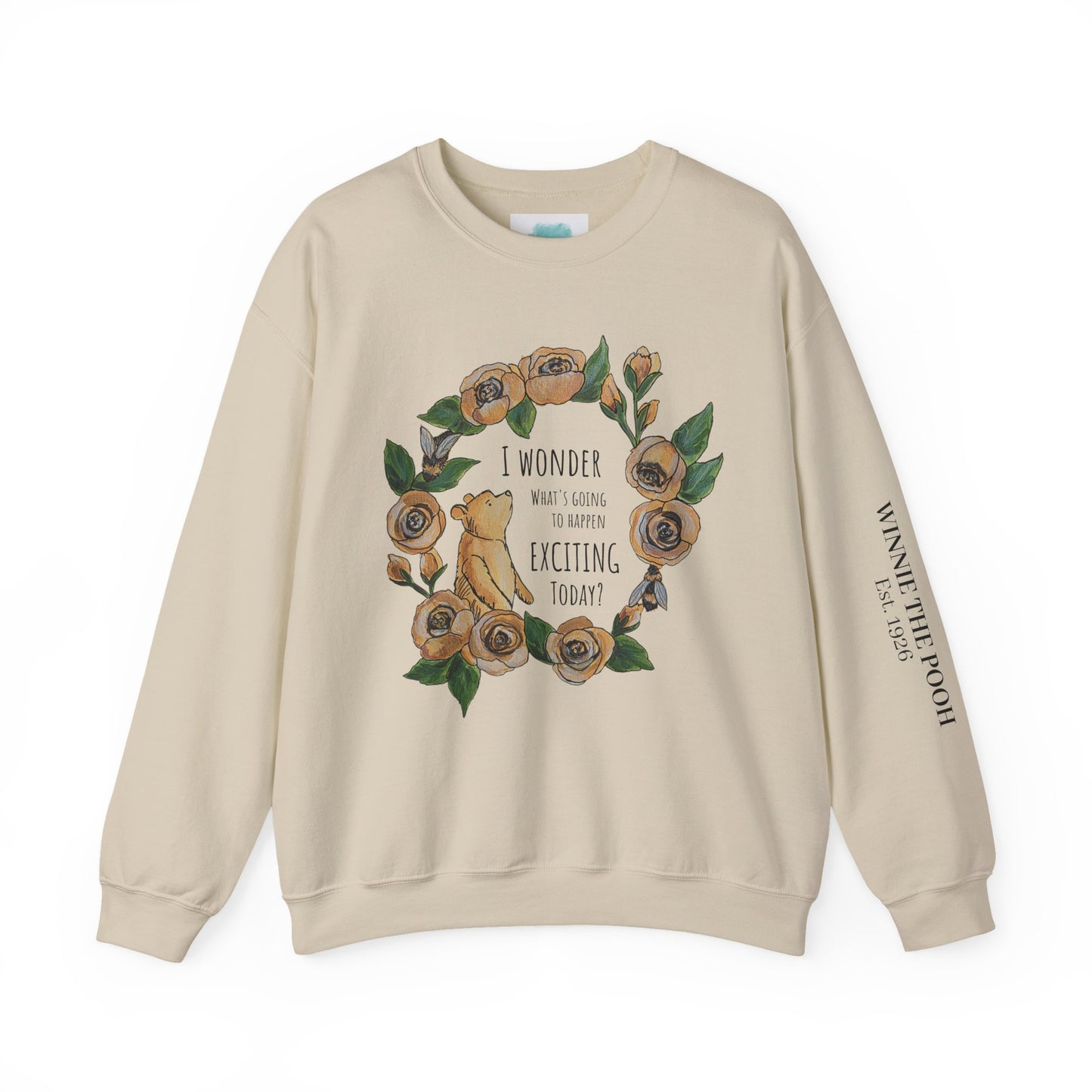 Winnie the Pooh Floral Wreath I Wonder What Exciting Things Today Sweatshirt