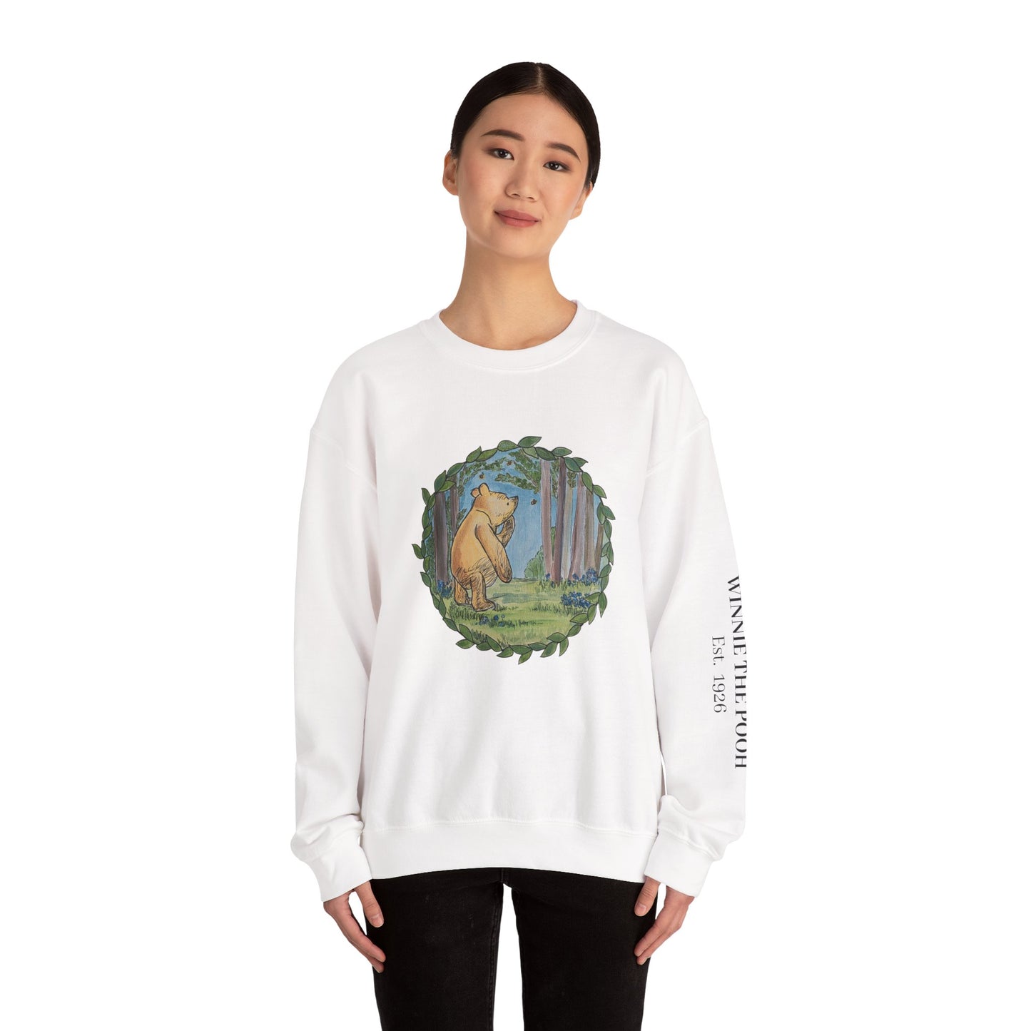 Winnie the Pooh Forest Illustration Sweatshirt | Vintage Storybook Bear Crewneck