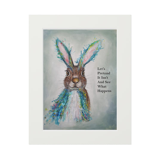 Colorful Watercolor Rabbit Illustration Fine Art Print | Passepartout