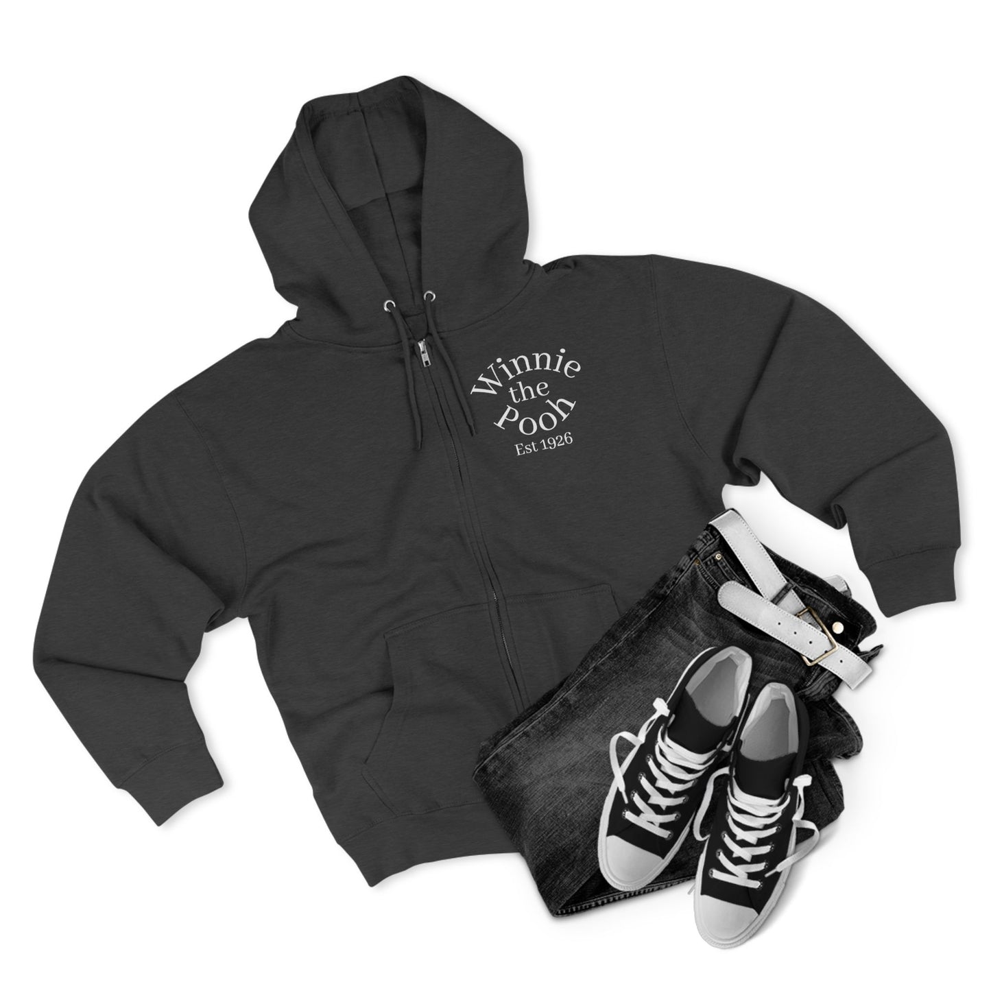 Winnie the Pooh Forest Illustration Zip Hoodie | Vintage Storybook Design