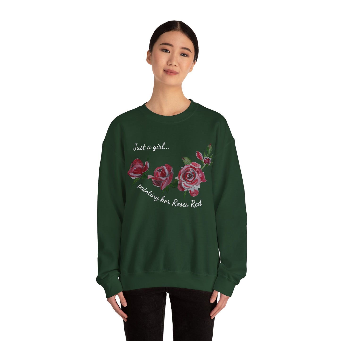 Just a Girl Painting Her Roses Red sweatshirt | Floral Rose Crewneck - Alice in Wonderland