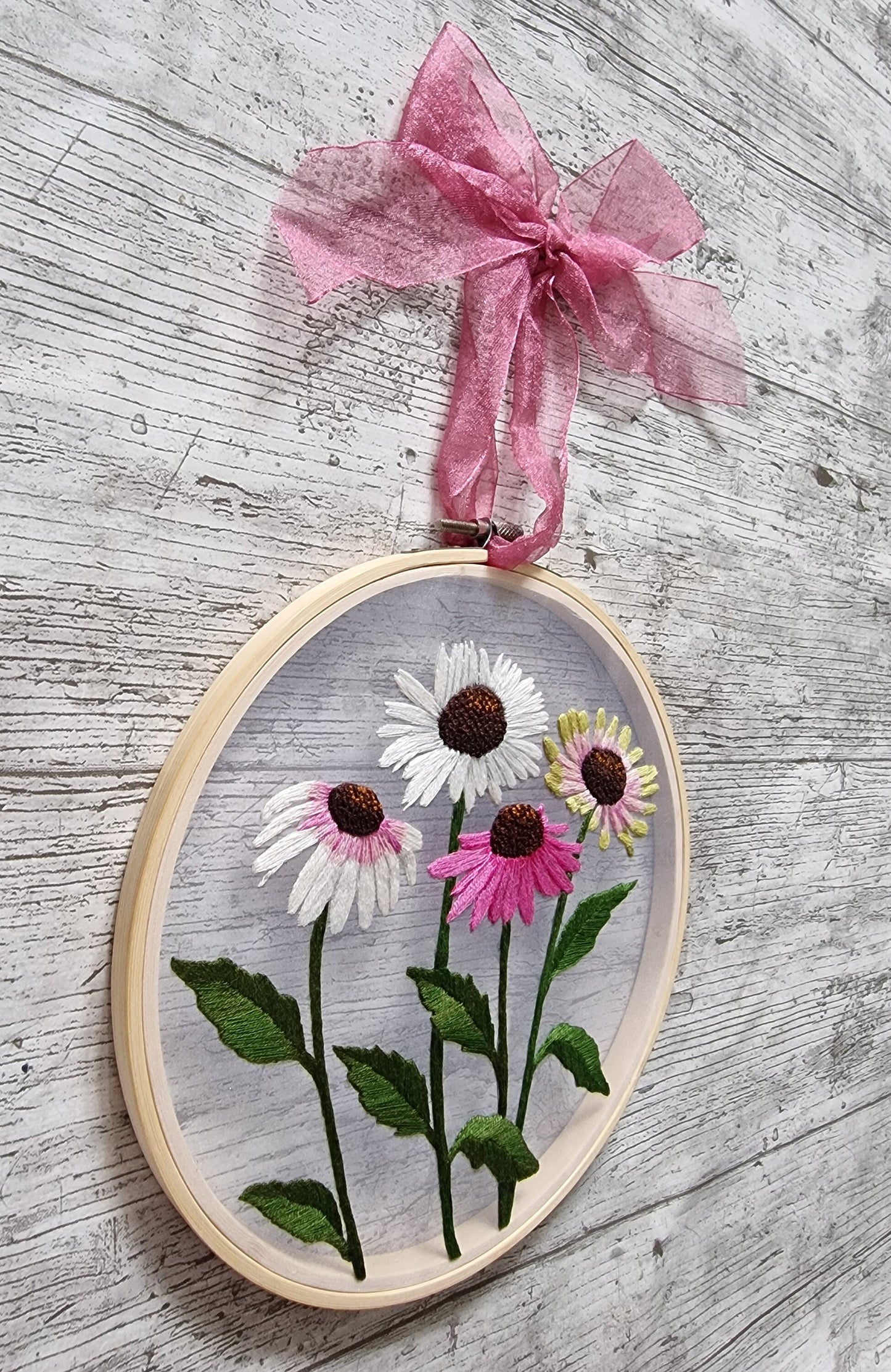 Echinacea Embroidered Art