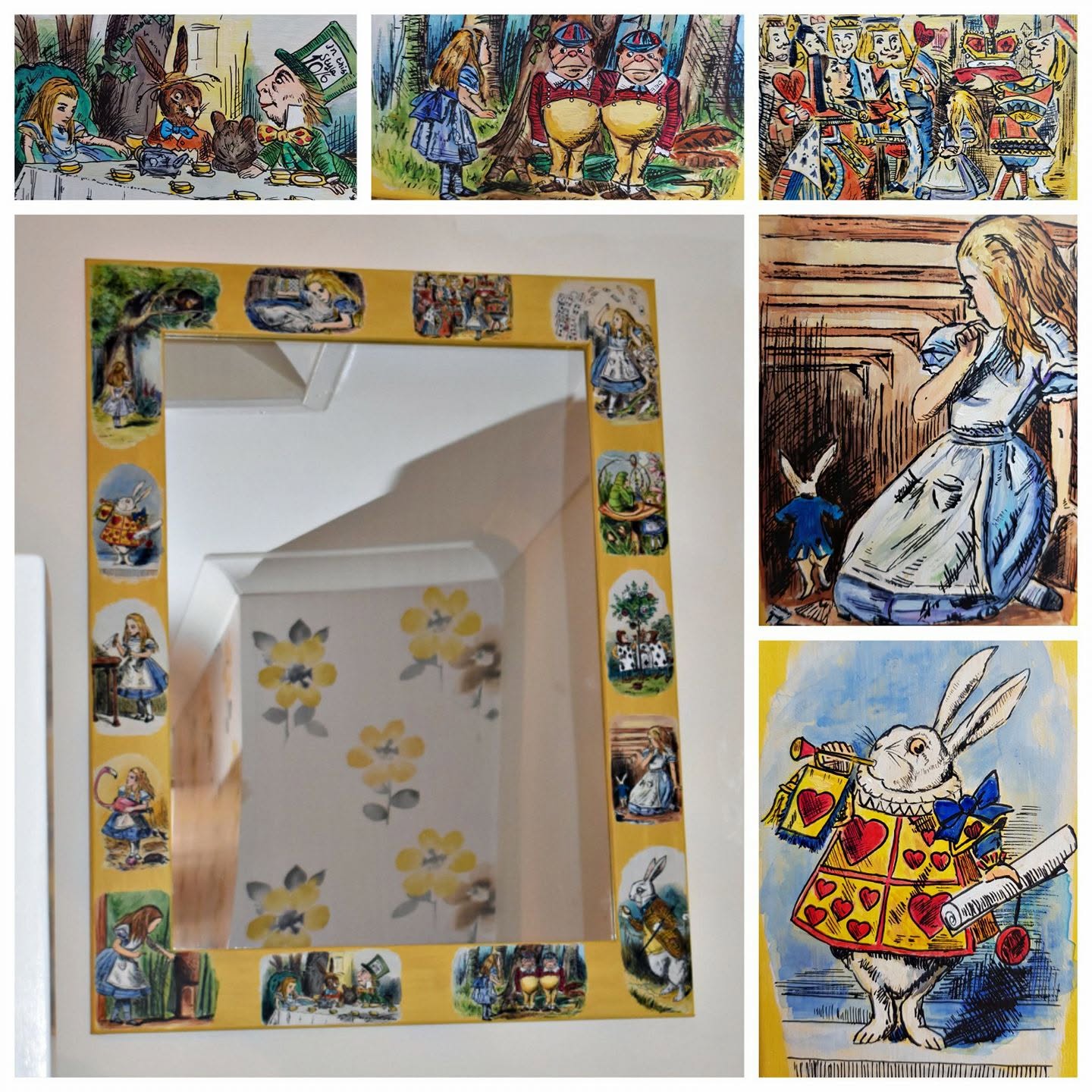 SOLD The Wonderland Storyframe Mirror, Hand Painted
