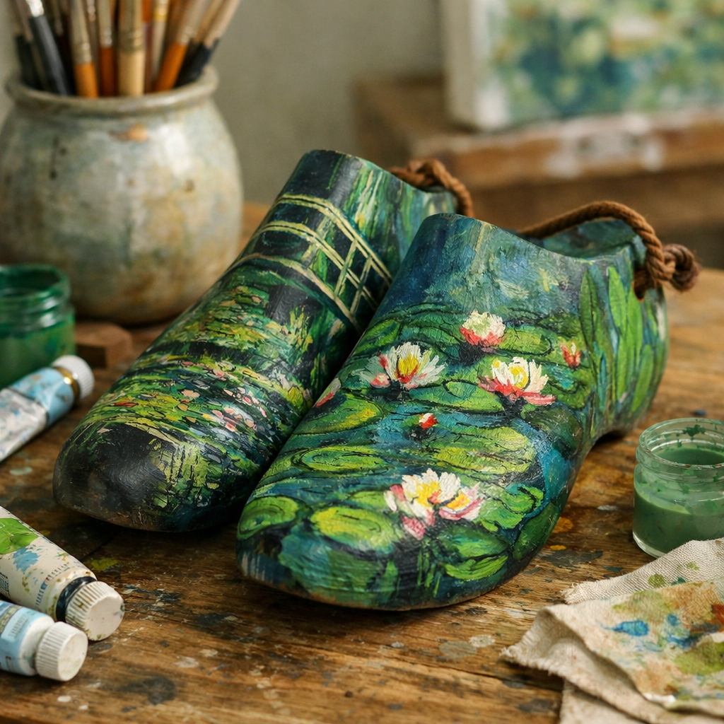 COMMISSION Monet‑Inspired Hand‑Painted Hanging Clogs