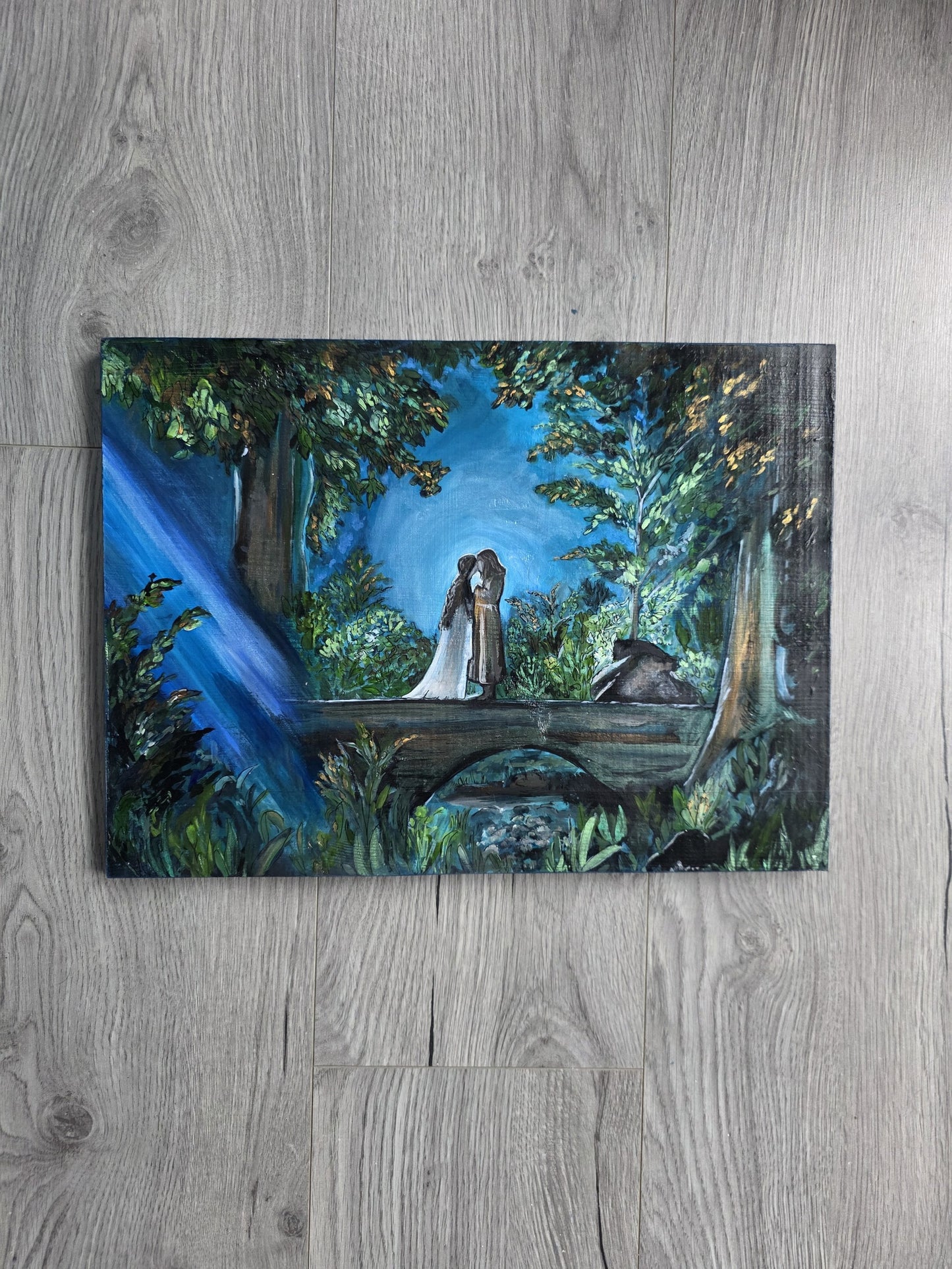 SOLD -Lord of the Rings, Aragorn & Awen, Love Hand painted Wall Art