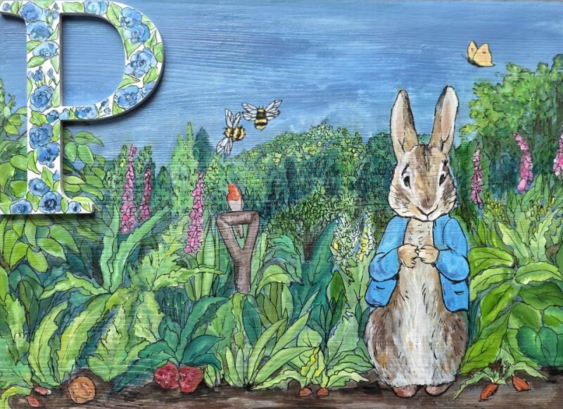 Peter Rabbit Garden, Hand painted Wall art