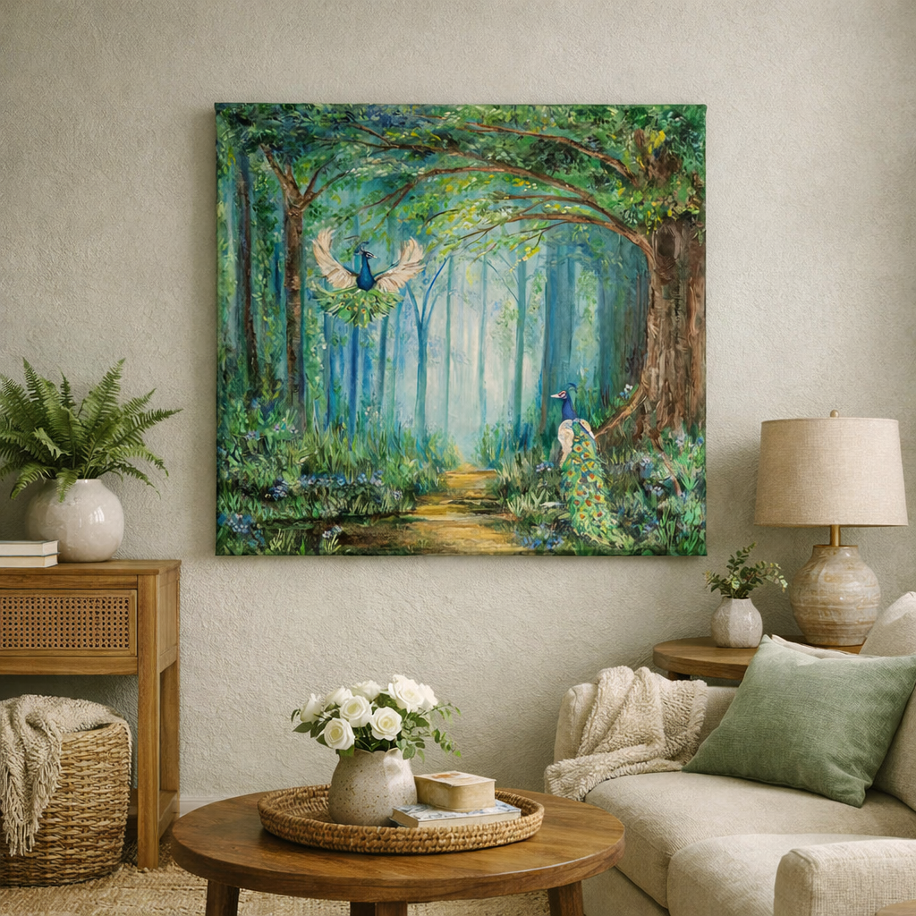 SOLD Echoes of the Peacock Forest, Acrylic on Canvas