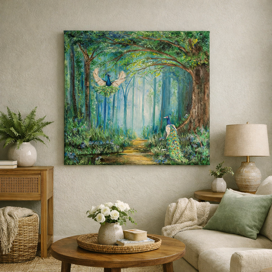 SOLD Echoes of the Peacock Forest, Acrylic on Canvas