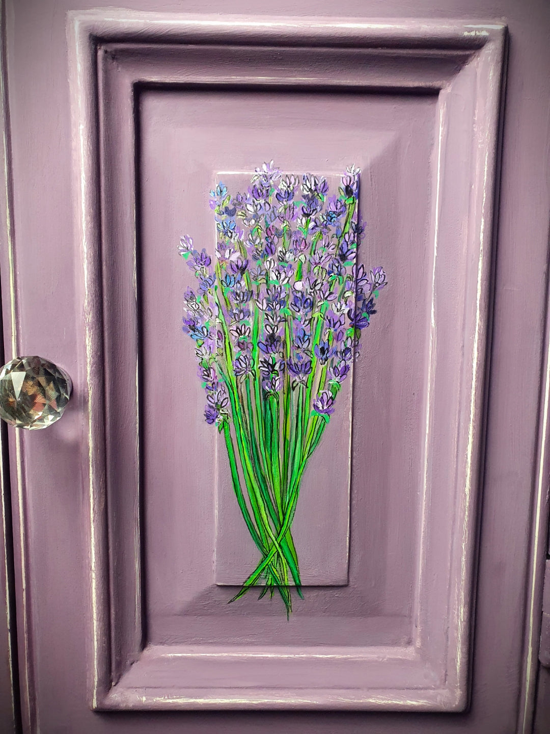 SOLD - Lavender Bloom, Hand Painted Cabinet