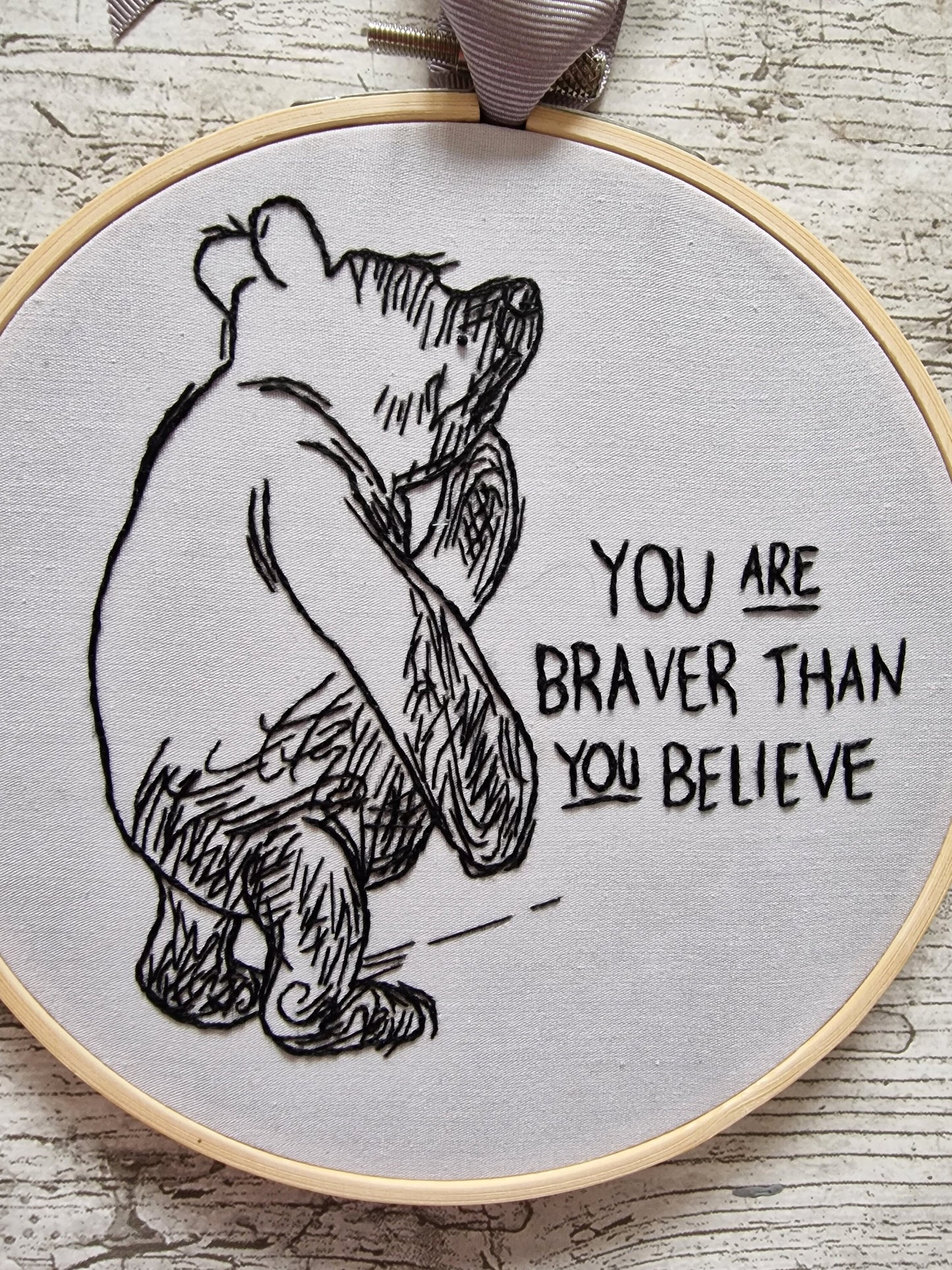 Winnie the Pooh, You are braver then you believe, Embroidered Art
