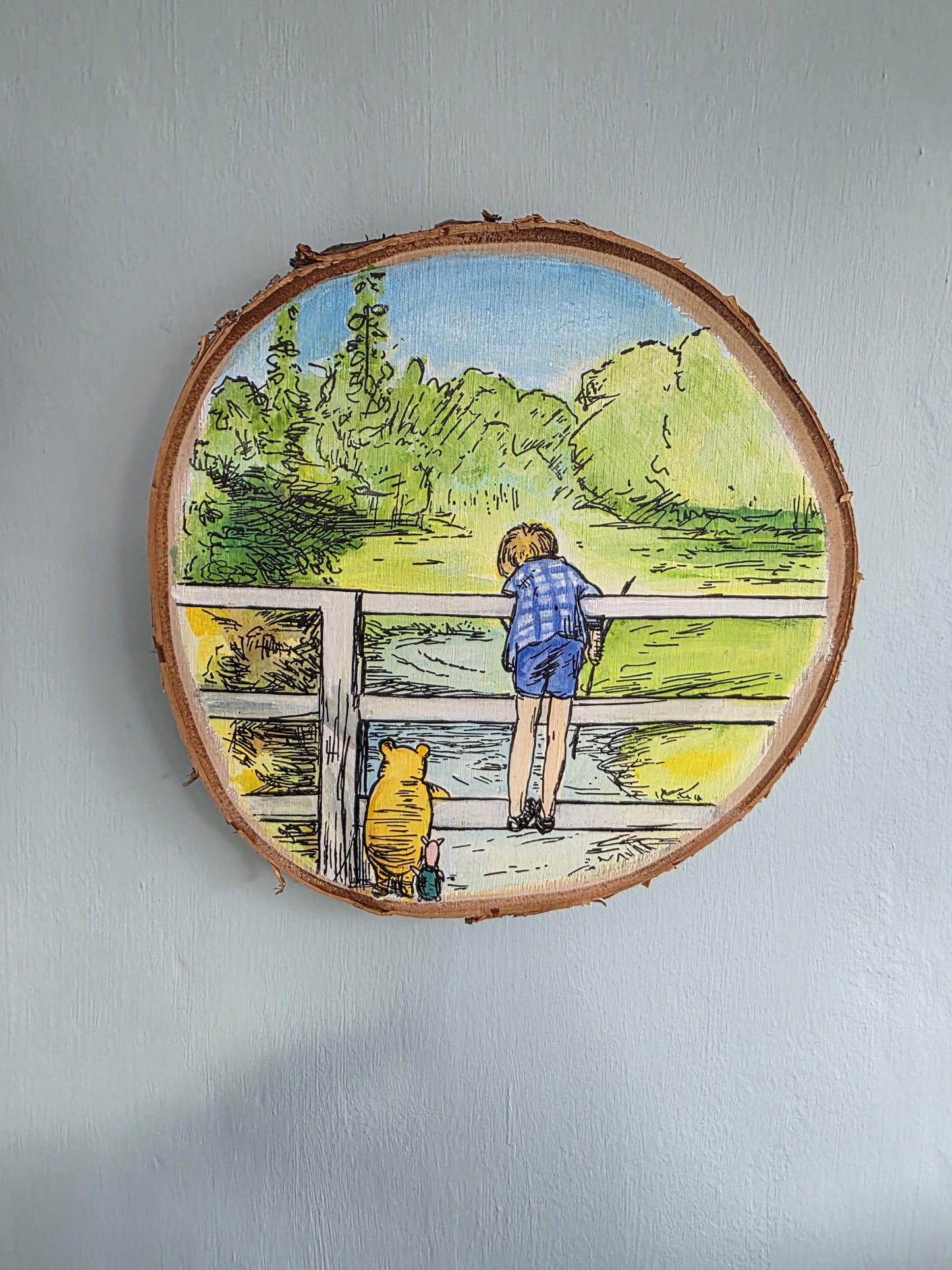 Winnie the Pooh, Pooh Sticks Wall Art - Handpainted
