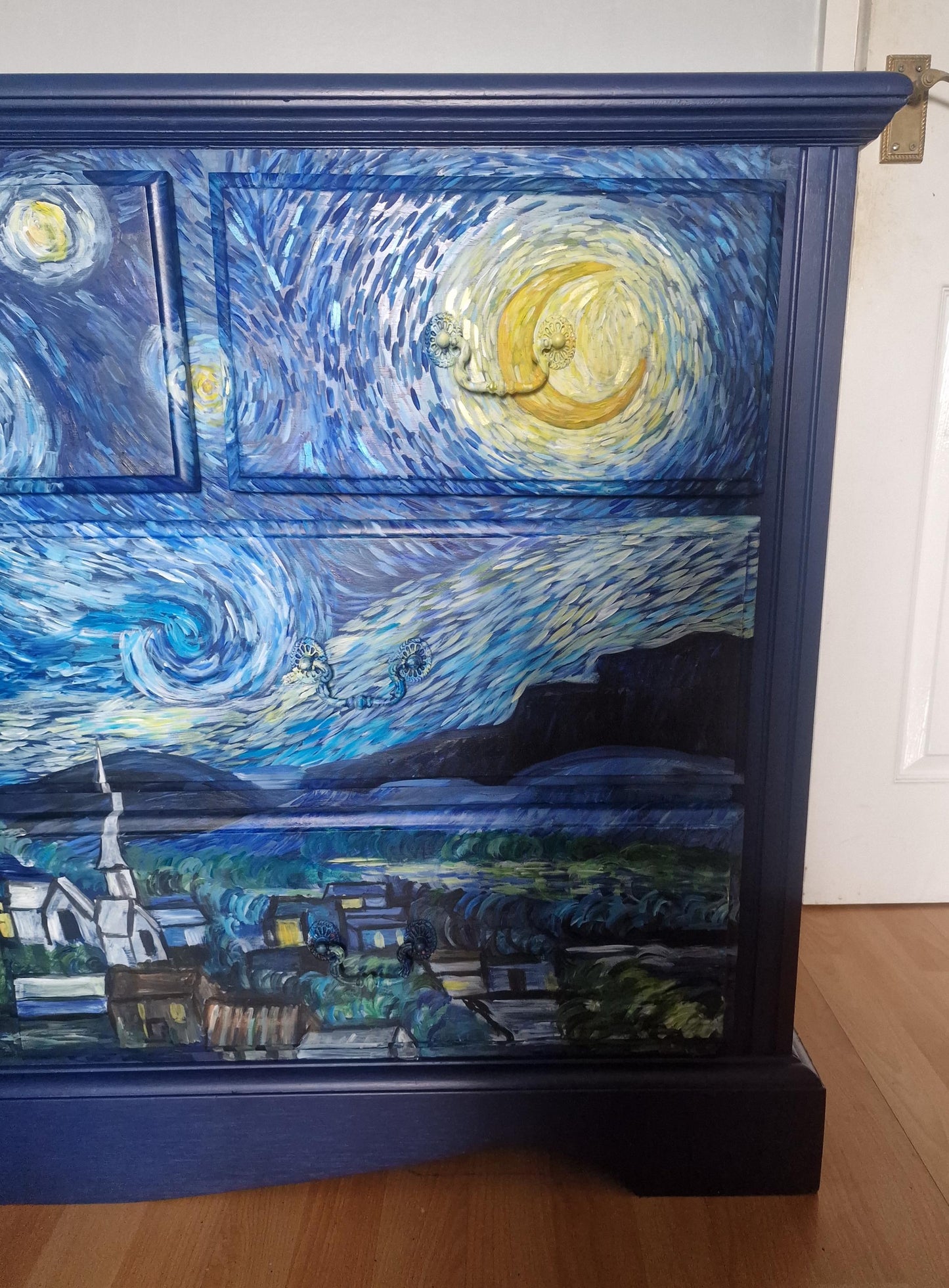 SOLD- Starry Night Sideboard, Handpainted