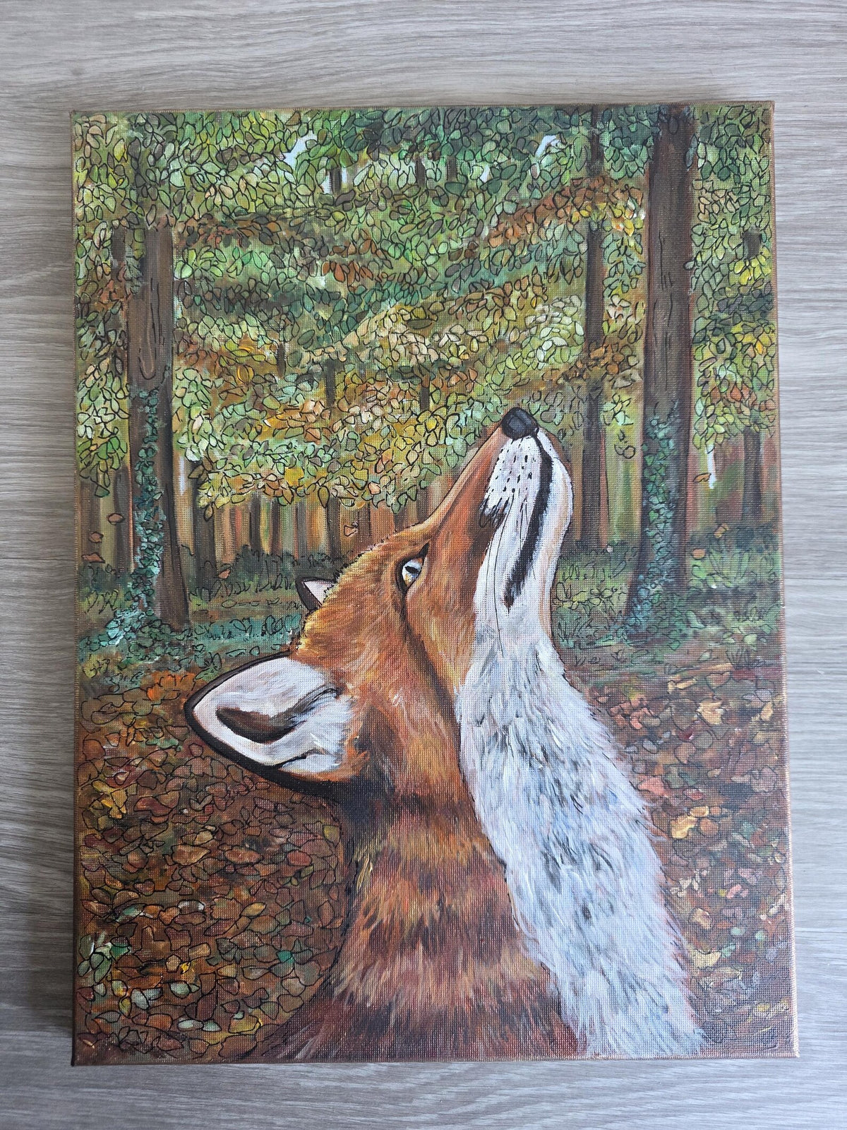 The Autumn Keeper - hand painted FOX, Acrylic on Canvas