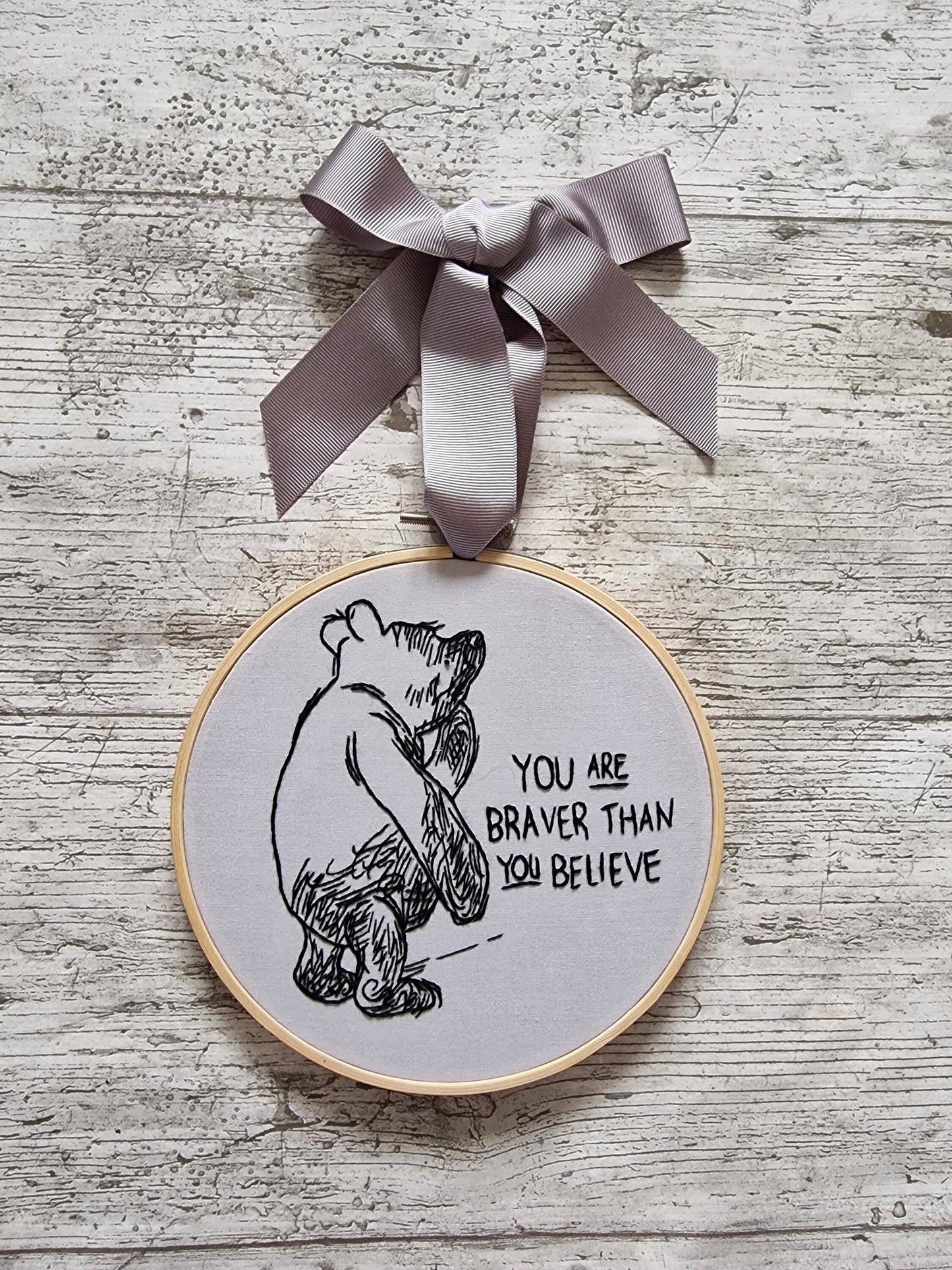 Winnie the Pooh, You are braver then you believe, Embroidered Art