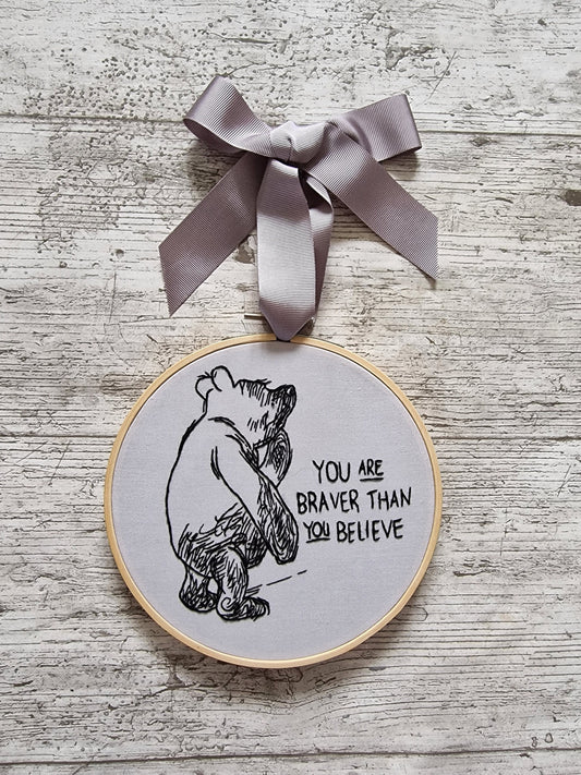 Winnie the Pooh, You are braver then you believe, Embroidered Art