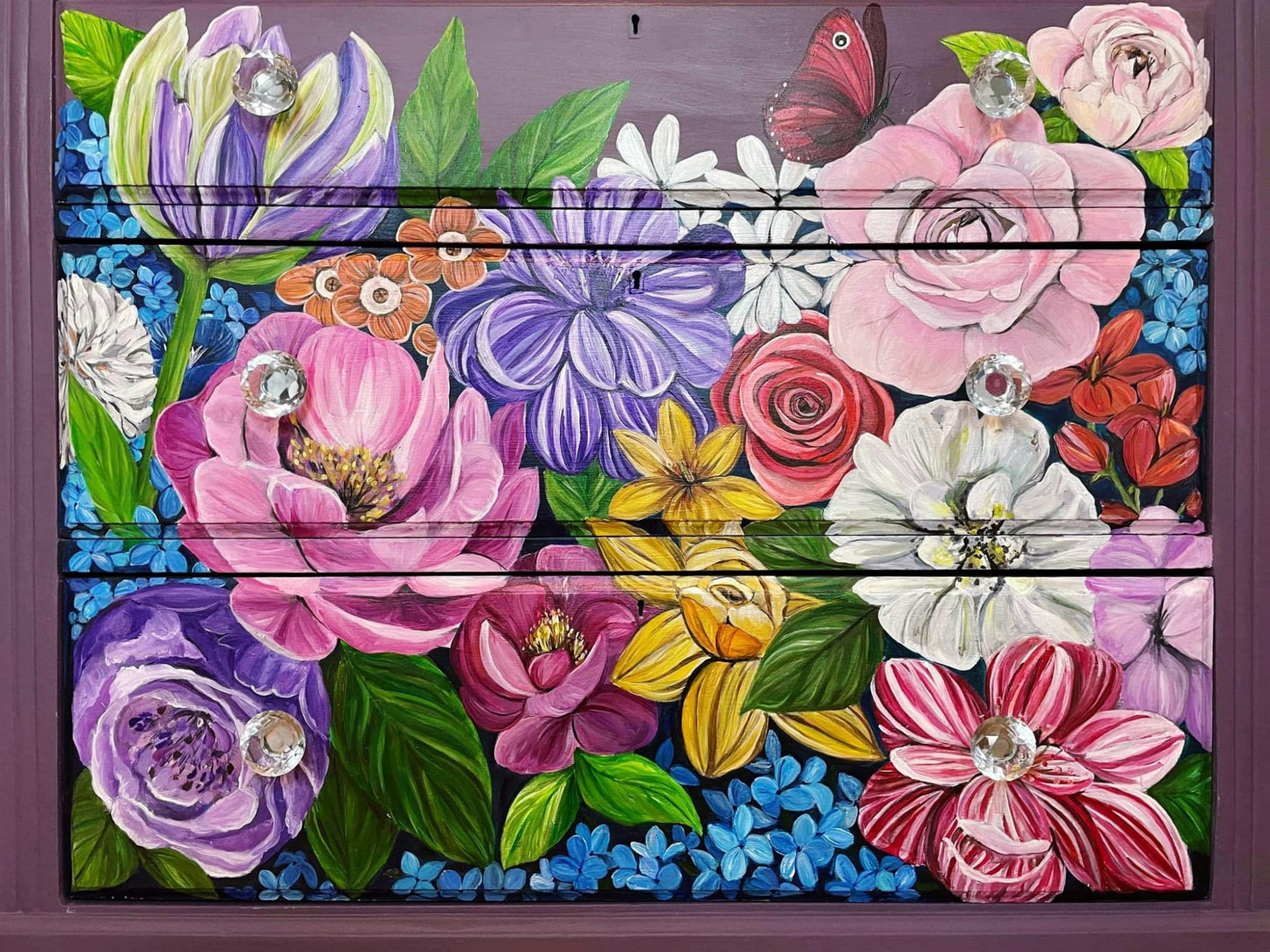 SOLD - Wendy Floral Dresser, Hand Painted - Original Design by JK