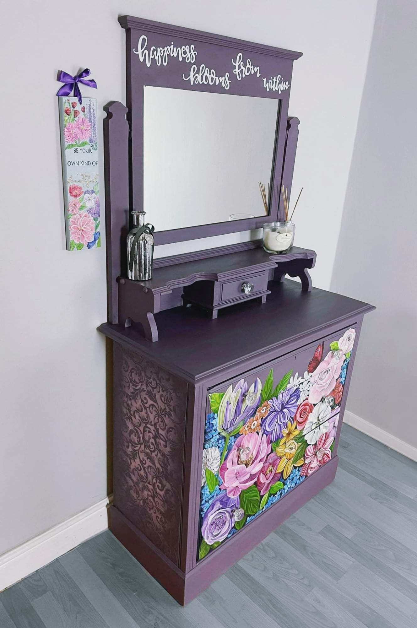 SOLD - Wendy Floral Dresser, Hand Painted - Original Design by JK