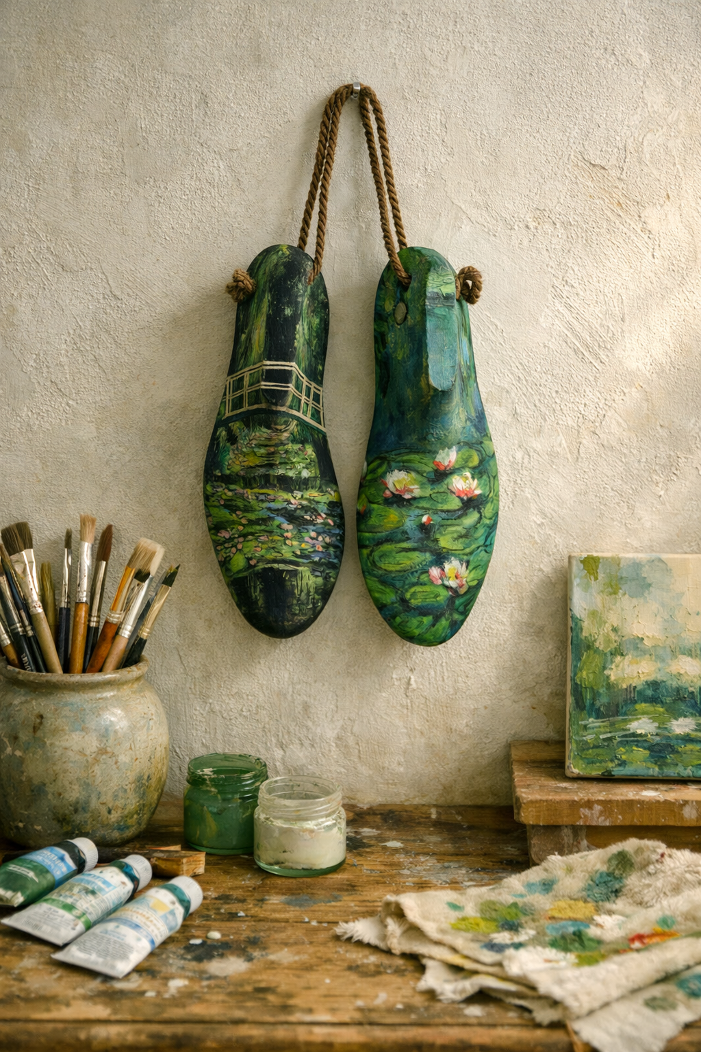 COMMISSION Monet‑Inspired Hand‑Painted Hanging Clogs