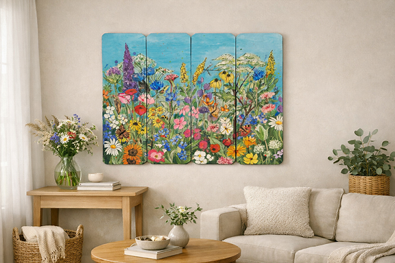 SOLD Where the Wildflowers Gather, Original Hand Painted Design