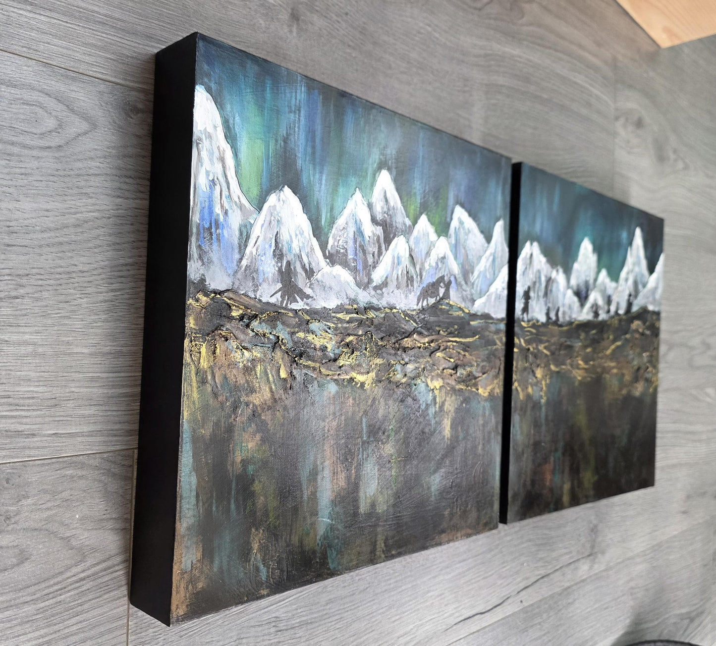 SOLD - The Fellowship of the Ring, Hand painted - 2 Piece, Textured Wall Art