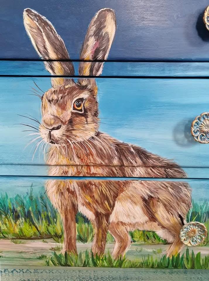 SOLD- Wild Hare Dresser, Handpainted