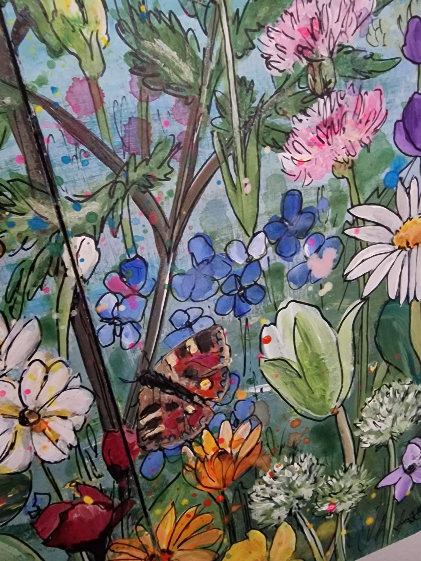 SOLD Where the Wildflowers Gather, Original Hand Painted Design