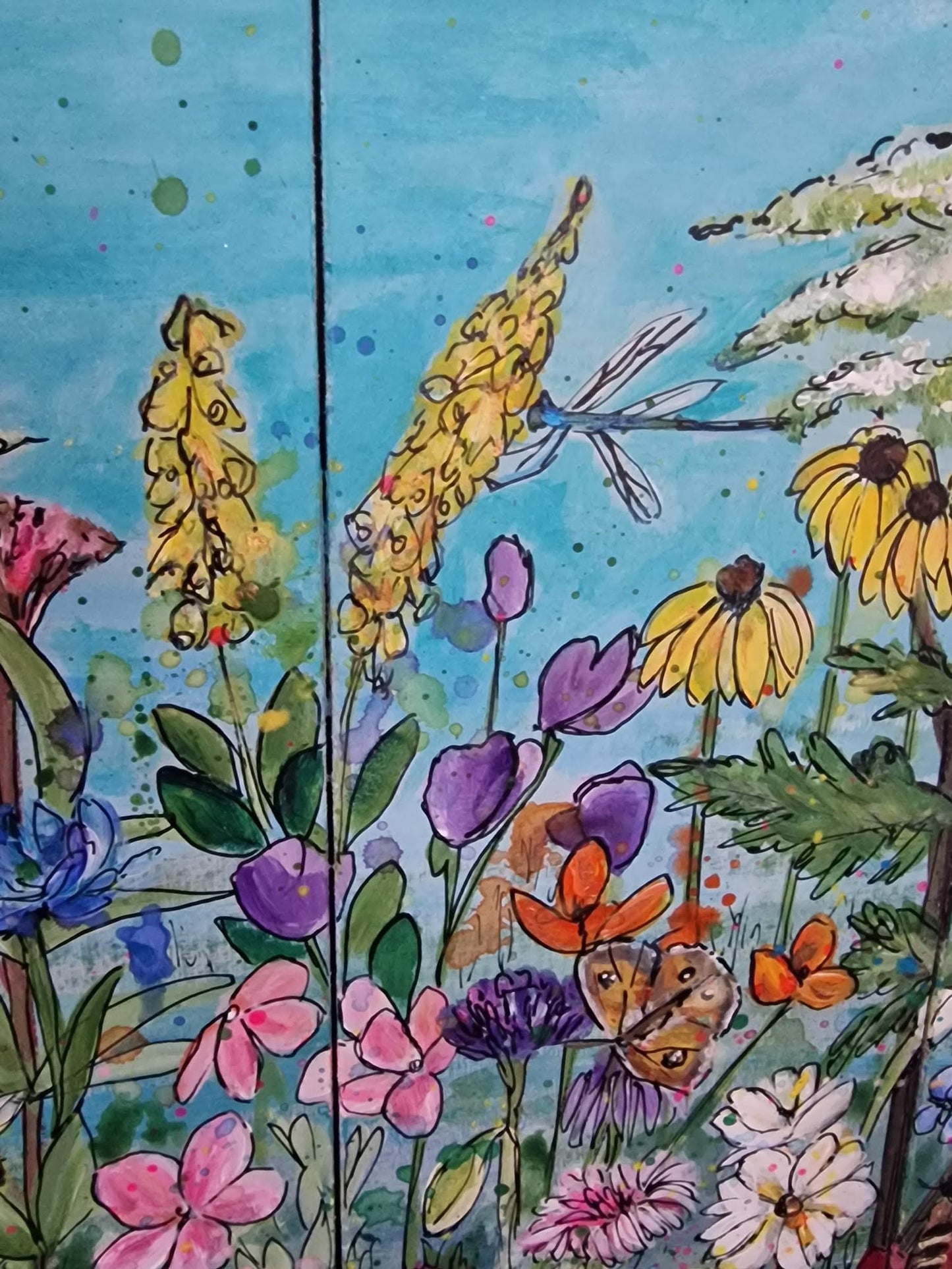 SOLD Where the Wildflowers Gather, Original Hand Painted Design
