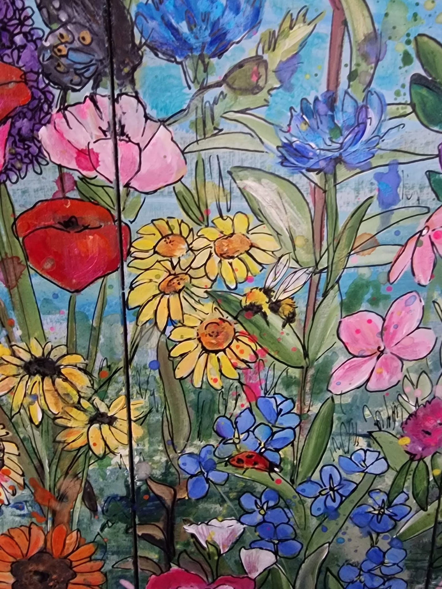SOLD Where the Wildflowers Gather, Original Hand Painted Design