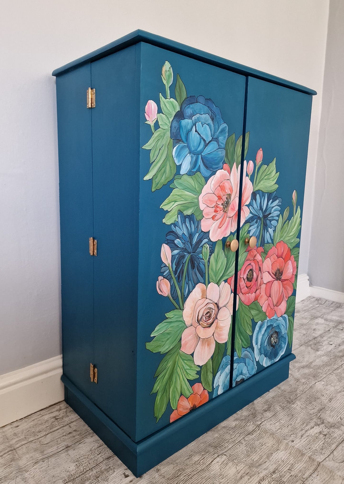 SOLD - Lady Whistledown Cupboard – Hand‑Painted Floral Shelving Unit Inspired by Bridgerton