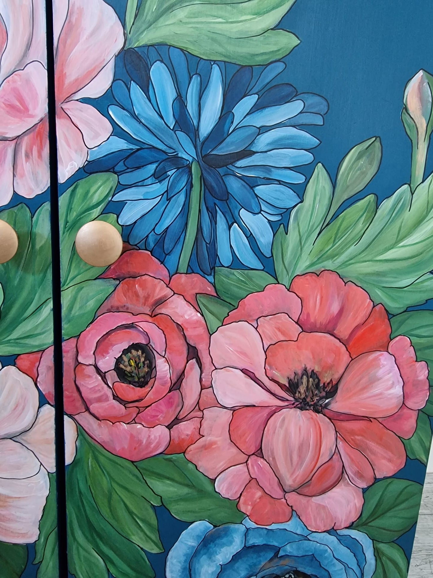 SOLD - Lady Whistledown Cupboard – Hand‑Painted Floral Shelving Unit Inspired by Bridgerton