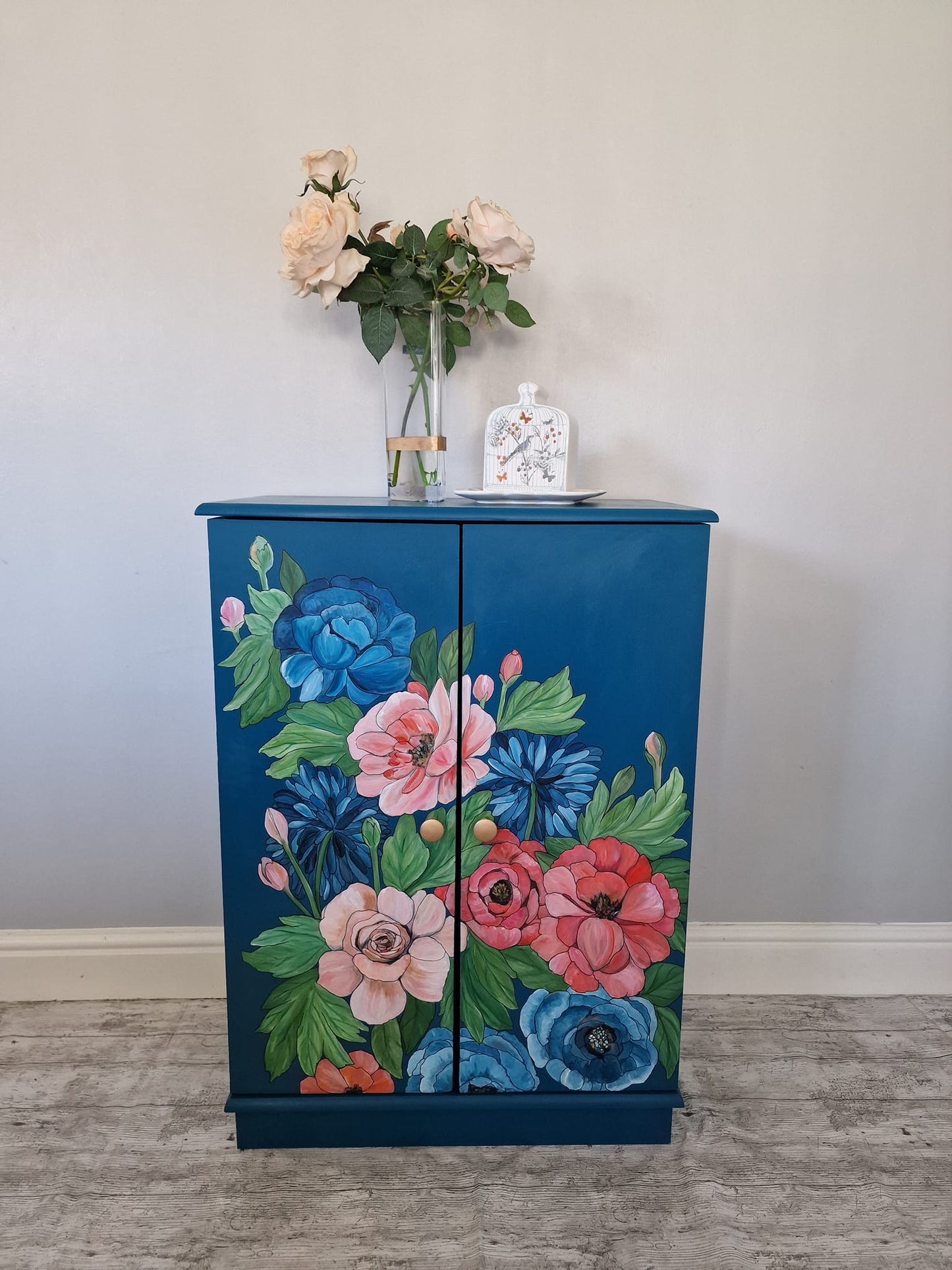 SOLD - Lady Whistledown Cupboard – Hand‑Painted Floral Shelving Unit Inspired by Bridgerton