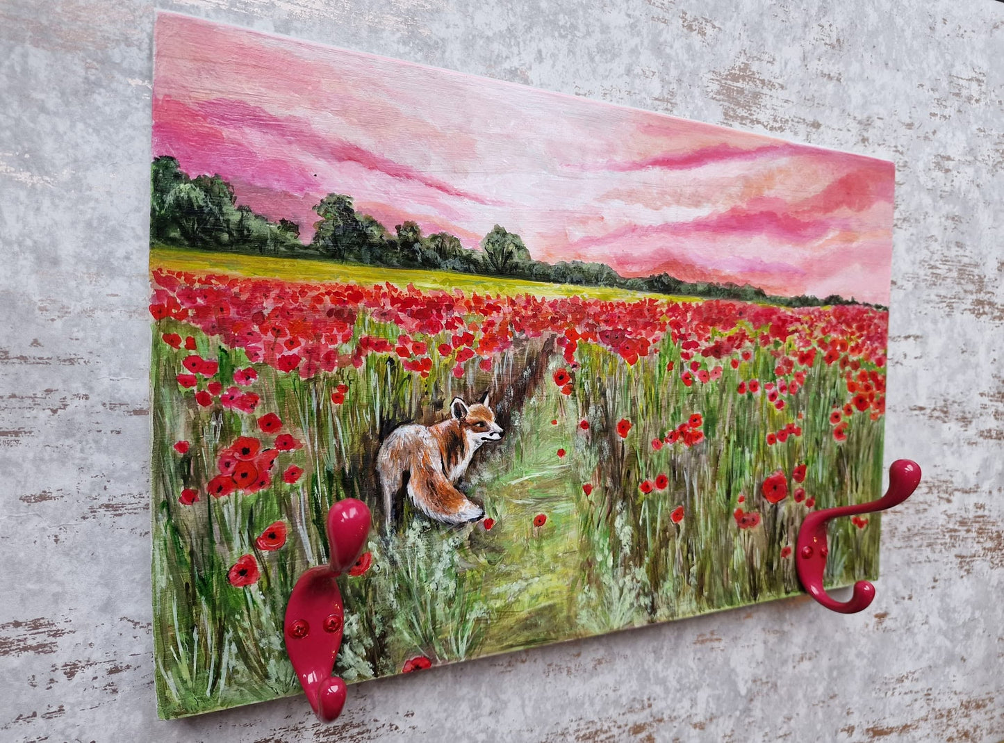 SOLD Fox in the Scarlet Field, Handmade Hookset