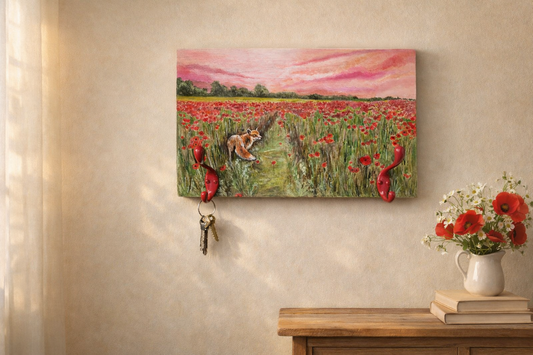 SOLD Fox in the Scarlet Field, Handmade Hookset