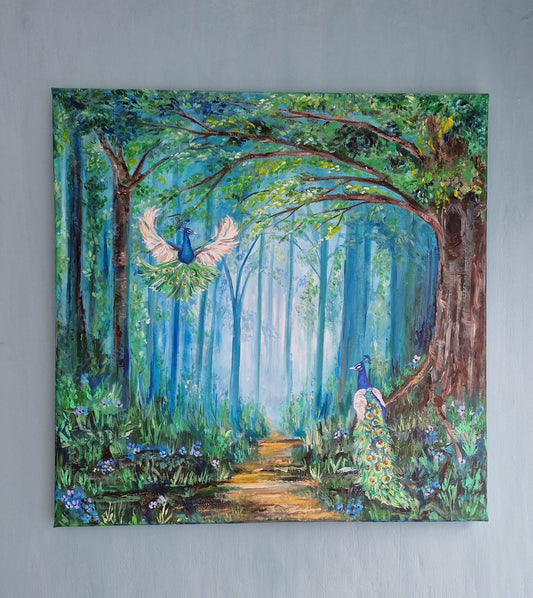 SOLD Echoes of the Peacock Forest, Acrylic on Canvas