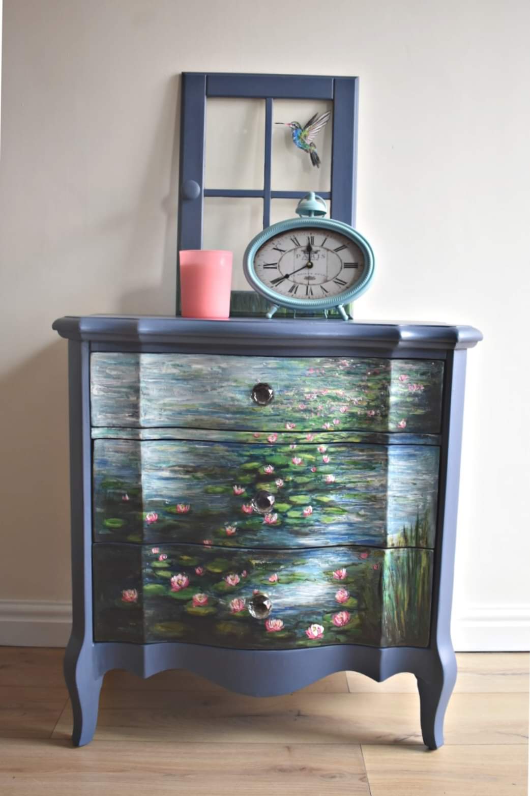 SOLD Waterlilies Bombe Chest - Hand Painted - Original Art