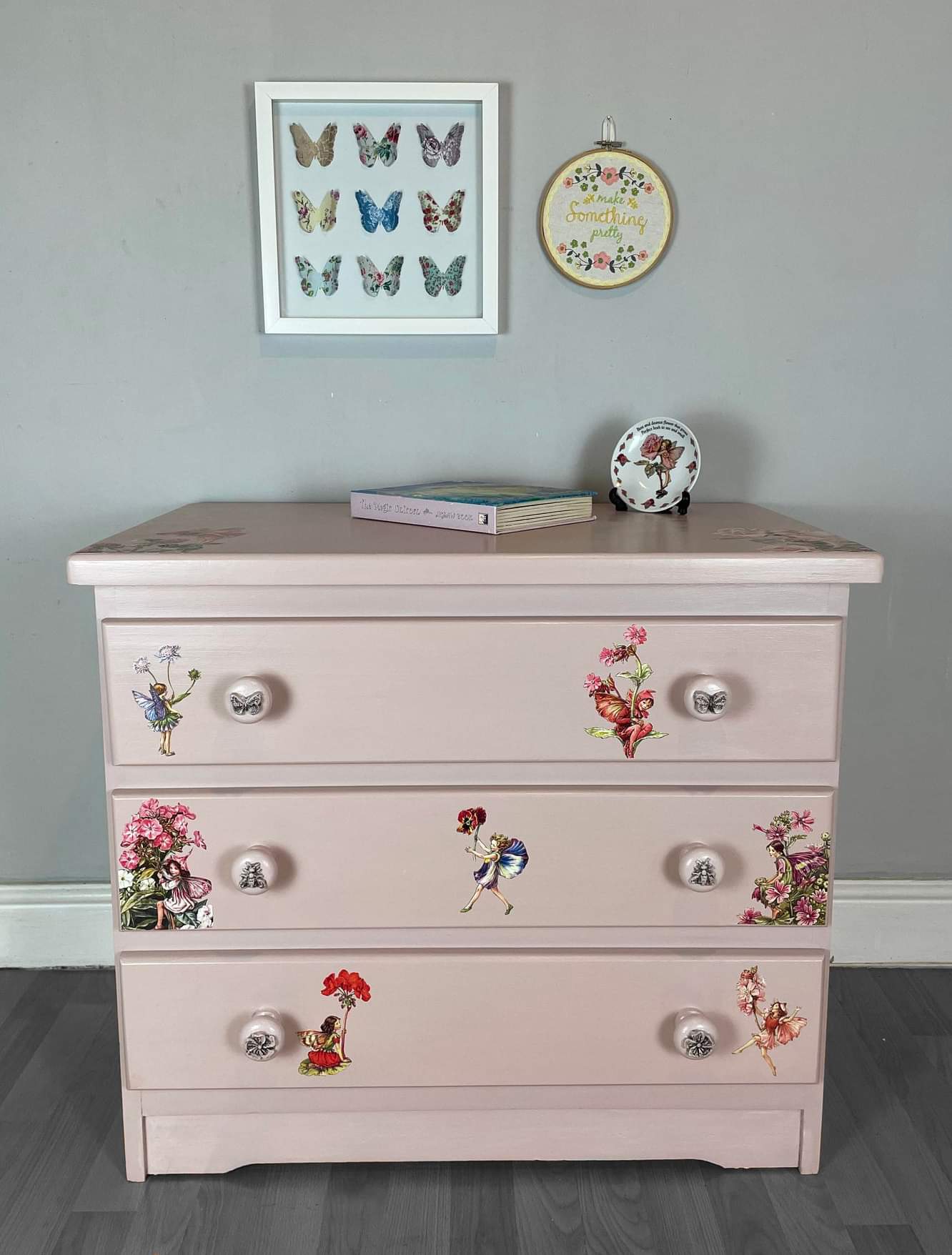 SOLD Flower Fairy Chest of Drawers — A Soft Pink, Storybook Dream