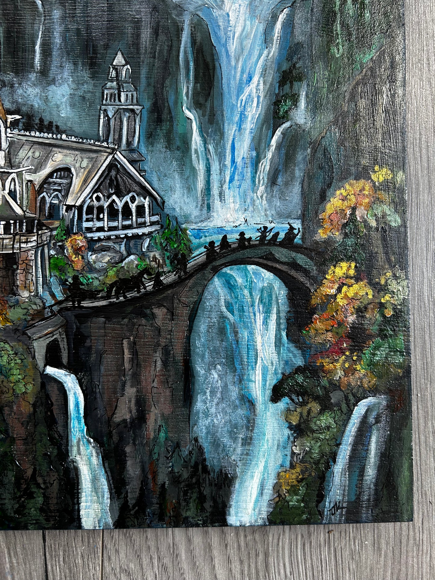 Lord of the Rings - Rivendell, Hand Painted onto Upcycled Wood