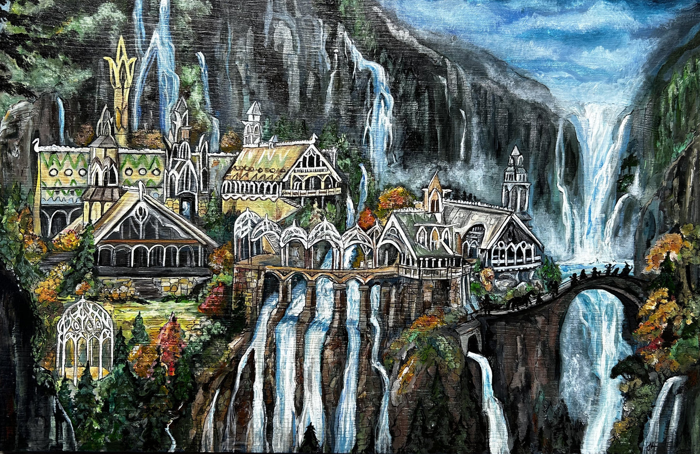 Lord of the Rings - Rivendell, Hand Painted onto Upcycled Wood