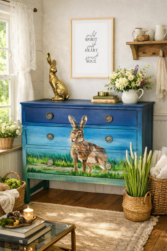 SOLD- Wild Hare Dresser, Handpainted