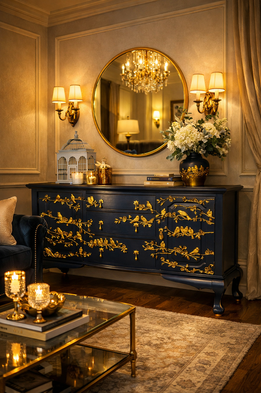 SOLD- Nightingale Sideboard, Handpainted